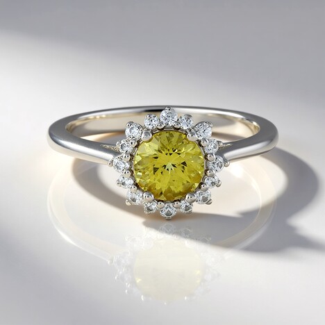 Bague en argent et Apatite dorée