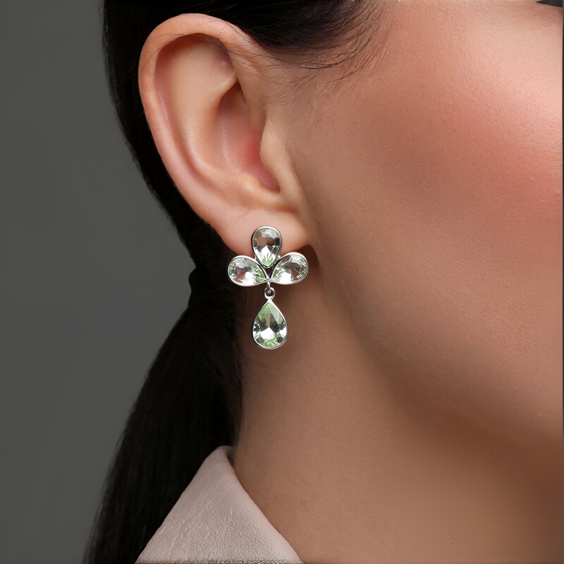 Boucles d'oreilles en argent et Améthyste verte