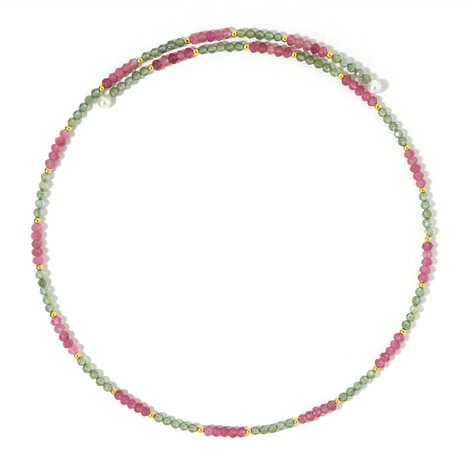 Stalen halsband met Nigeriaanse roze toermalijnen (Riya)