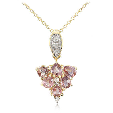 Nicht erhitzter Padparadscha-Saphir-Goldhalskette