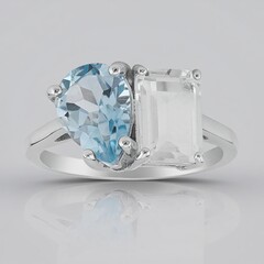 Bague en argent et Topaze bleu ciel