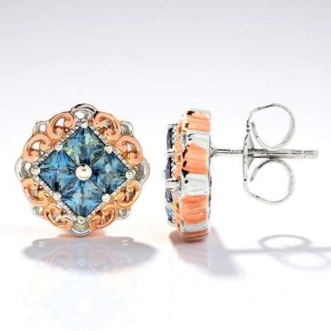 Orecchini in argento con Zaffiro Petrolio (Gems en Vogue)