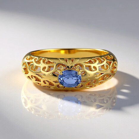 Anello in argento con Zaffiro Ceylon Blu (non riscaldato)