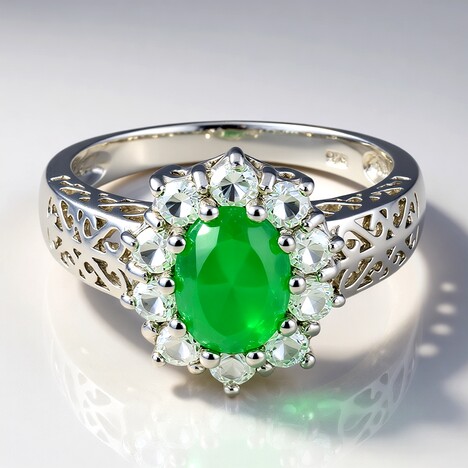 Anello in argento con Crisoprasio Imperiale