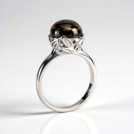 Anello in argento con Legno Fossile (dagen)
