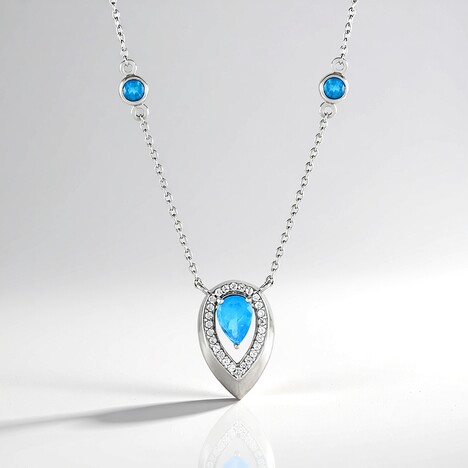 Collana in argento con Apatite Blu Neon