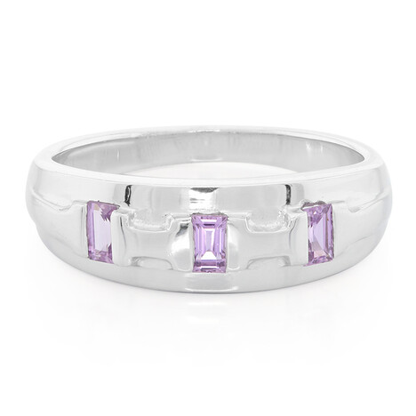 Nicht erhitzter Purpurfarbener Ceylon-Saphir-Silberring