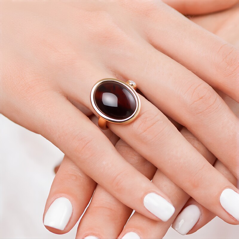 Anillo en plata con Ojo de tigre rojo