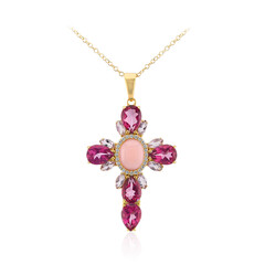 Pinkfarbener Opal-Silberhalskette