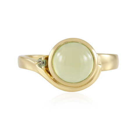 Zilveren ring met een prehniet (KM by Juwelo)