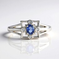 Unheated Ceylon Blue Sapphire Silver Ring