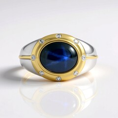 Zilveren ring met een blauwe ster saffier (de Melo Essence)