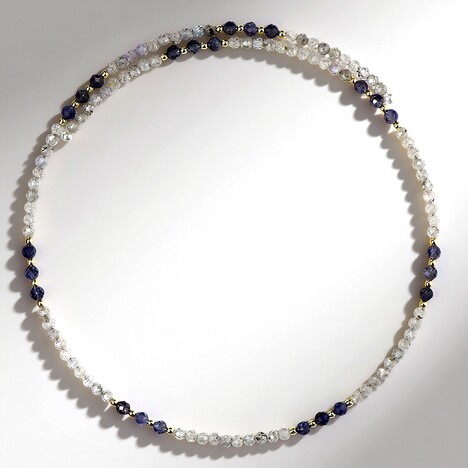 Collana rigida in acciaio con Iolite del Madagascar (Riya)