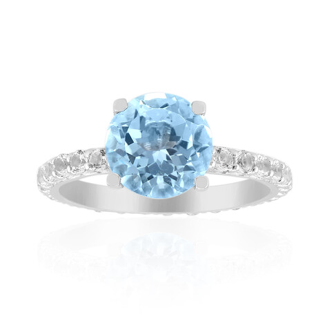 Anillo en plata con Topacio azul cielo