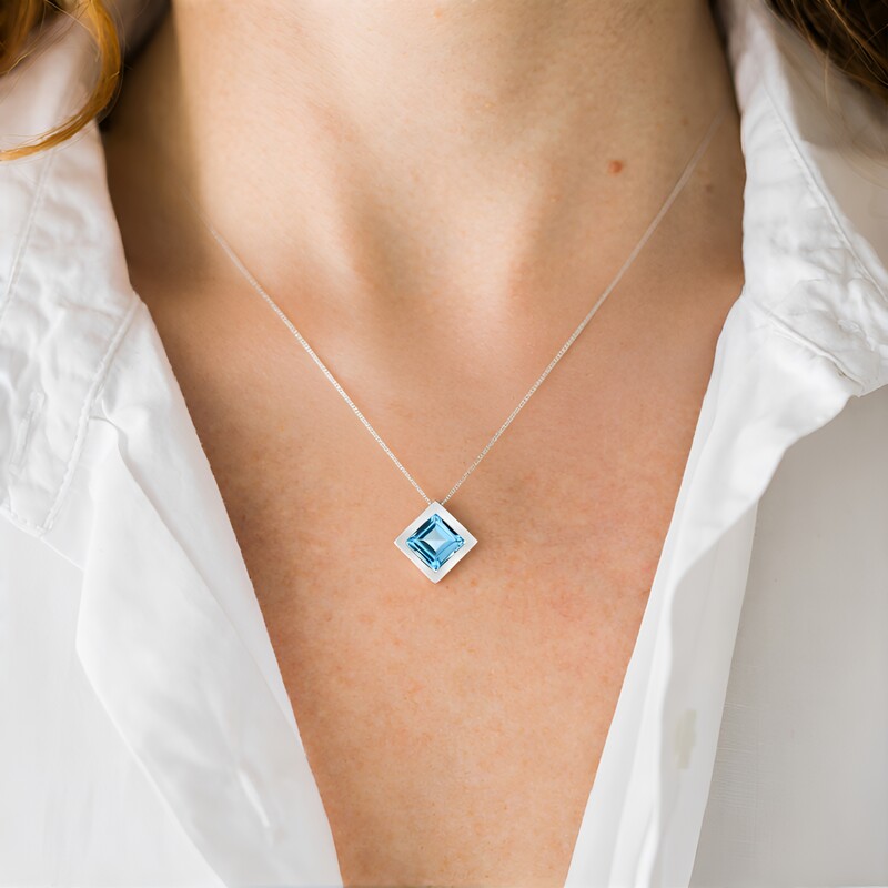 Ciondolo in argento con Topazio Blu Cielo (MONOSONO COLLECTION)