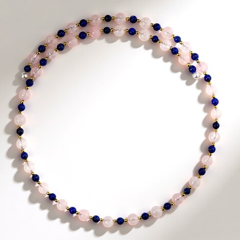 Collana rigida in acciaio con Quarzo Rosa (Riya)