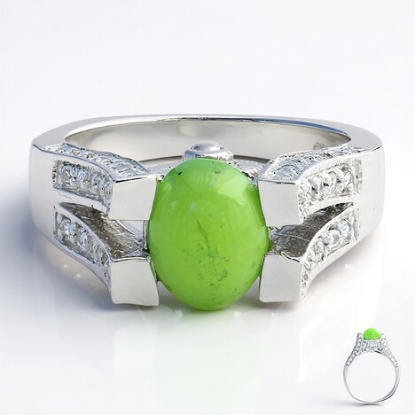 Bague en argent et Chrysoprase impériale