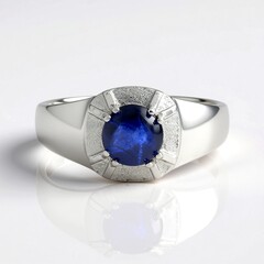 Zilveren ring met een blauwe ster saffier (de Melo Essence)