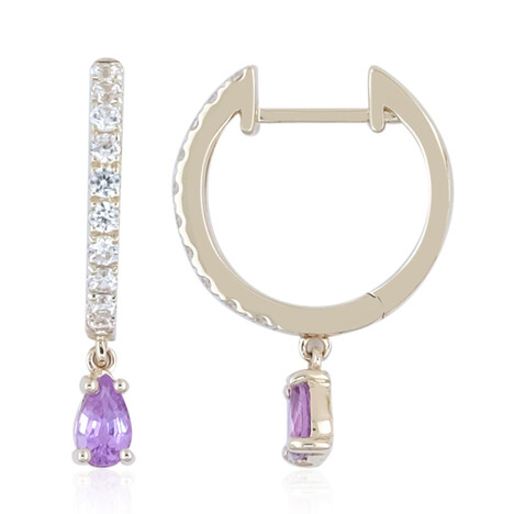 Purpurfarbener Ceylon-Saphir-Goldohrringe