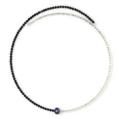 Collana rigida in acciaio con Spinello Nero (Riya)