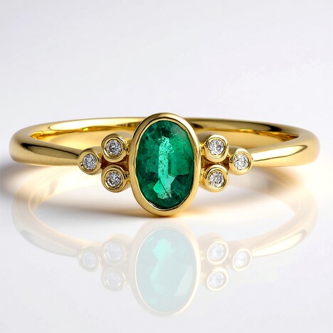 Anello in oro con Smeraldo Zambia AAA