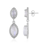 Zilveren oorbellen met regenboog maanstenen