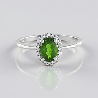 Bague en argent et Diopside de Russie