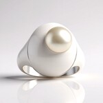 Anello in argento con Perla d'Acqua Dolce Bianca (Michelle Albala)