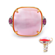Pinkfarbene Mabe-Perlen-Silberring (Gems en Vogue)