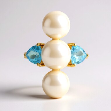 Anello in oro con Perla Bianca dei Mari del Sud (Michelle Albala)