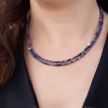 Collar al cuello en acero con Tanzanita (Riya)