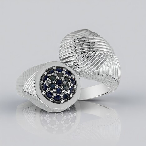 Bague en argent et Saphir bleu