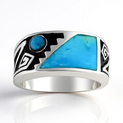 Anello in argento con Turchese Kingman Mohave Blu (Jones Lee)