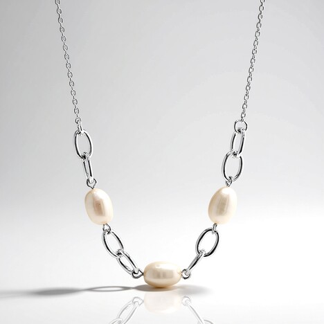 Collana in argento con Perla d'Acqua Dolce Bianca