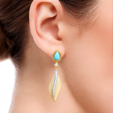 Pendientes en plata con Turquesa bella durmiente