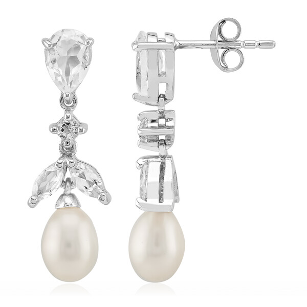 Pendientes en plata con Perla blanca Freshwater