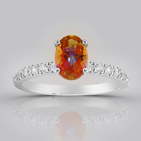 Anello in argento con Quarzo Mistico Pesca