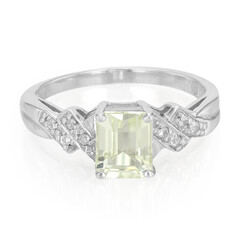 Anello placcato in platino con Kunzite Canarino