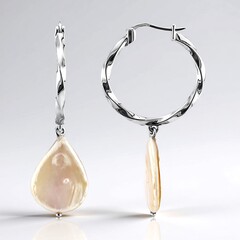 Orecchini in argento con Perla d'Acqua Dolce Pesca