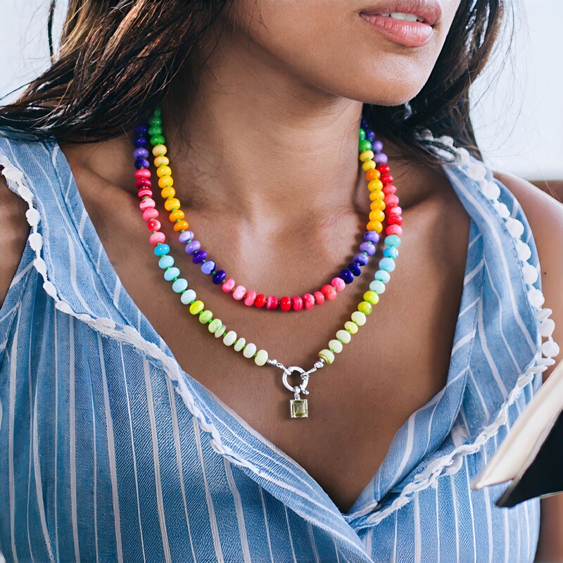 Lemon Quartz Silver Necklace (Riya)