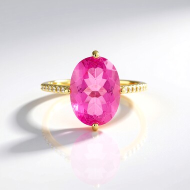Pink Quartz Silver Ring