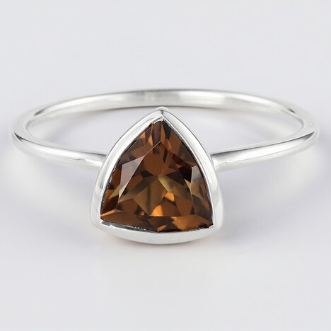 Anello in argento con Quarzo Cognac