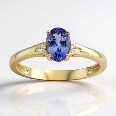 Gouden ring met een AAA tanzaniet