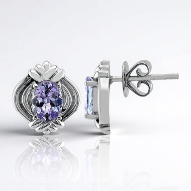 Boucles d'oreilles en argent et Tanzanite lilas  (Pallanova)