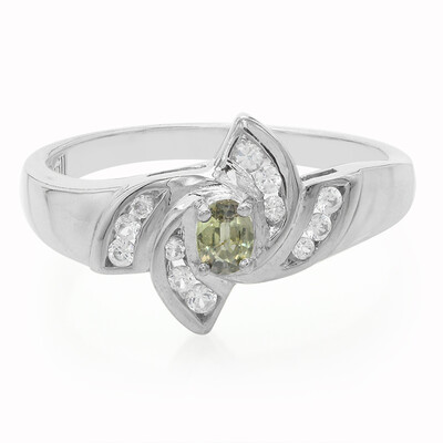 Anello placcato in platino con Zaffiro Peacock (non riscaldato)