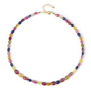 Zilveren halsketting met saffieren