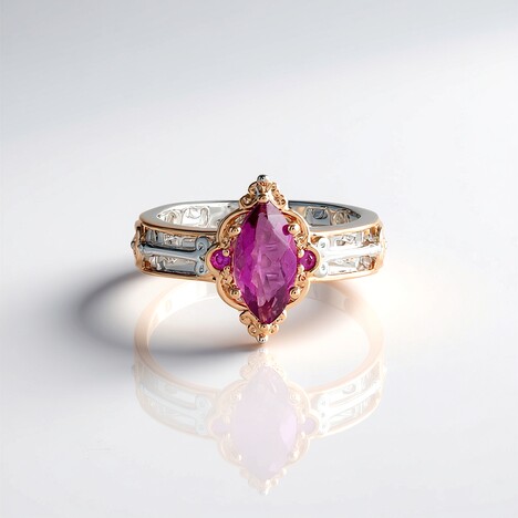 Anello in argento con Fluorite Rosa (Gems en Vogue)