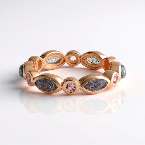 Bague en argent et Labradorite rose de Maniry