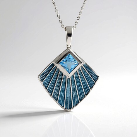 Collana in argento con Topazio Blu Svizzero (Adela Silber)