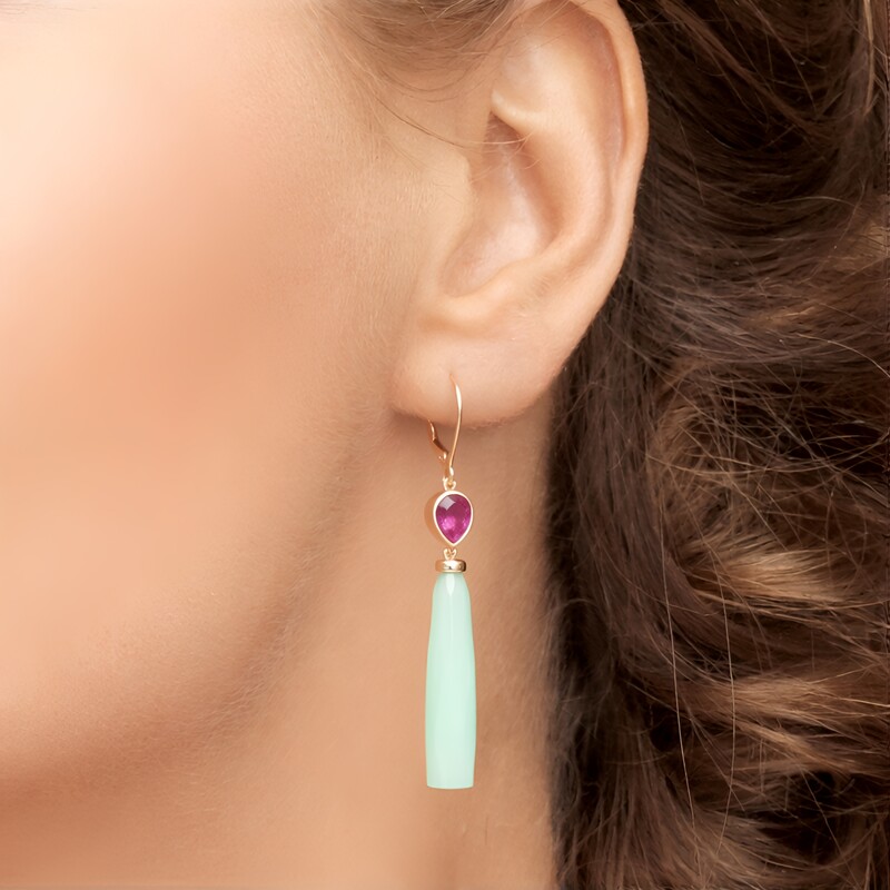 Pendientes en oro con Calcedonia verde (KM by Juwelo)